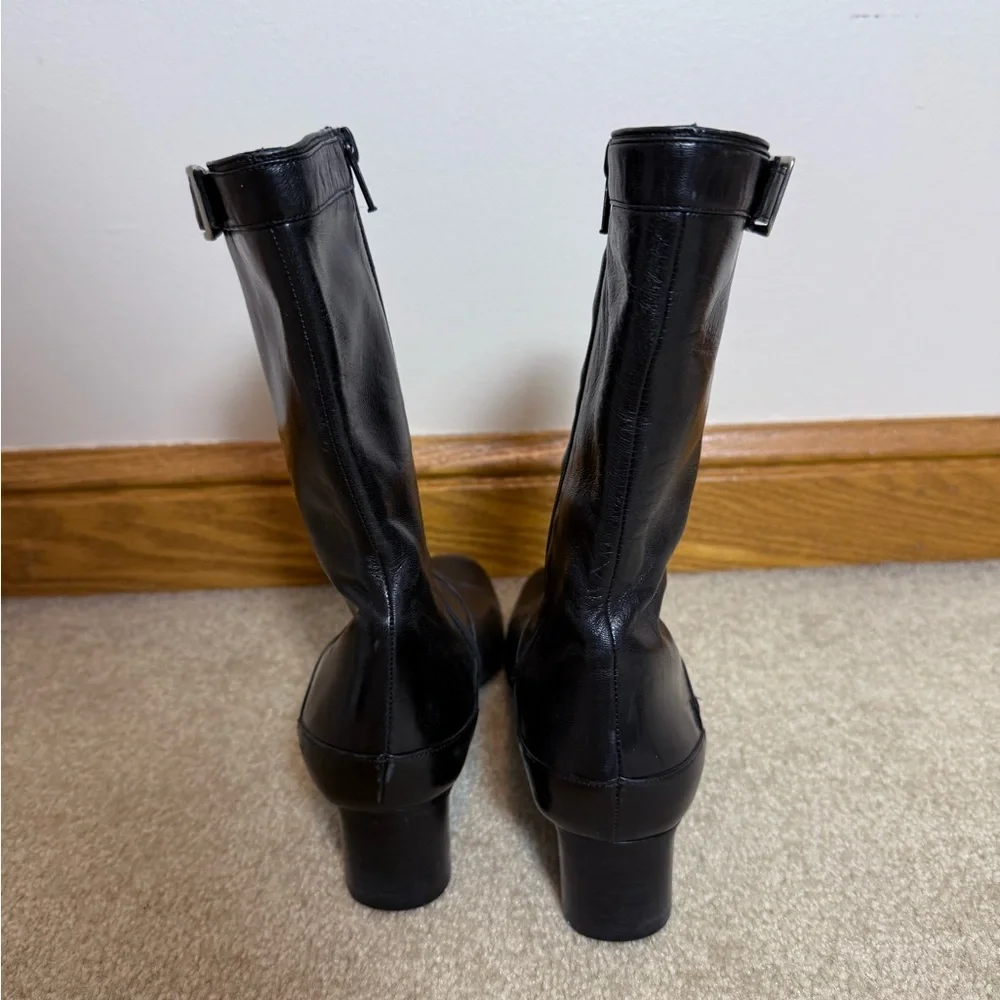 Cole Haan leather zip up boots mid calf buckle zipper size 8.5 made in Italy - Picture 9 of 12